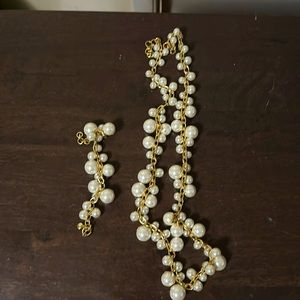 J crew pearl cluster necklace and bracelet set